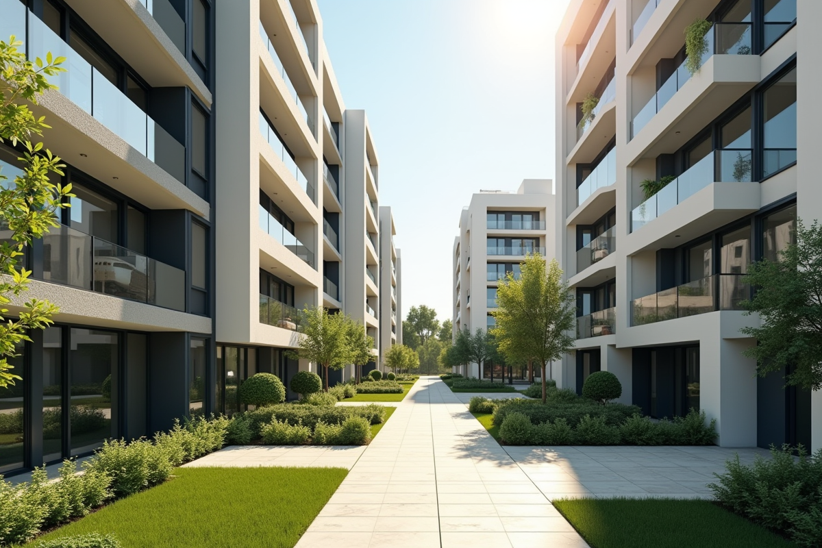 Immeuble moderne avec grandes fenêtres et façade lumineuse