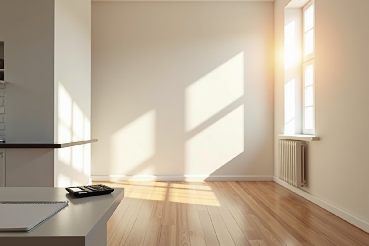 Appartement vide avec sol en bois et espace potentiel lumineux