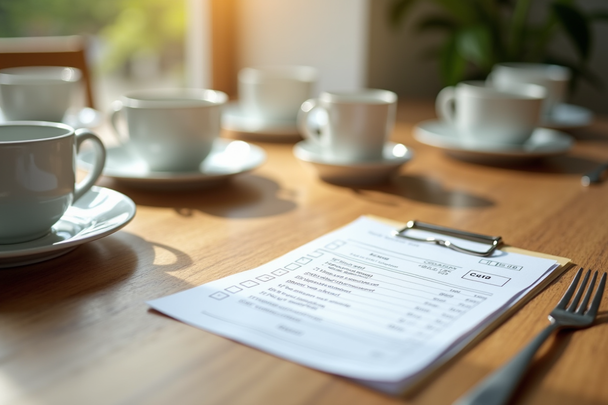 Liste de vérification et facture de nettoyage sur une table en bois