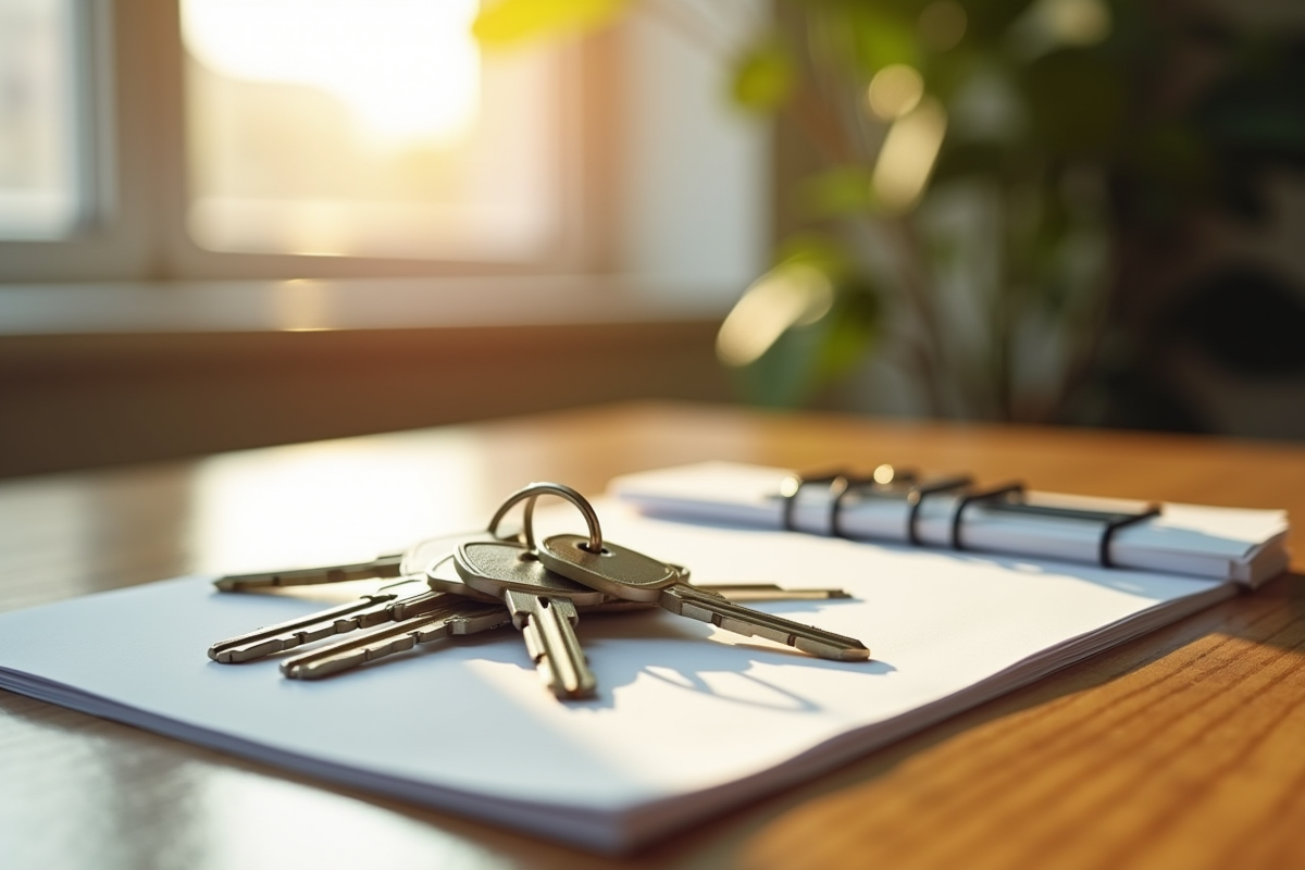 Clés d appartement et documents sur une table en bois
