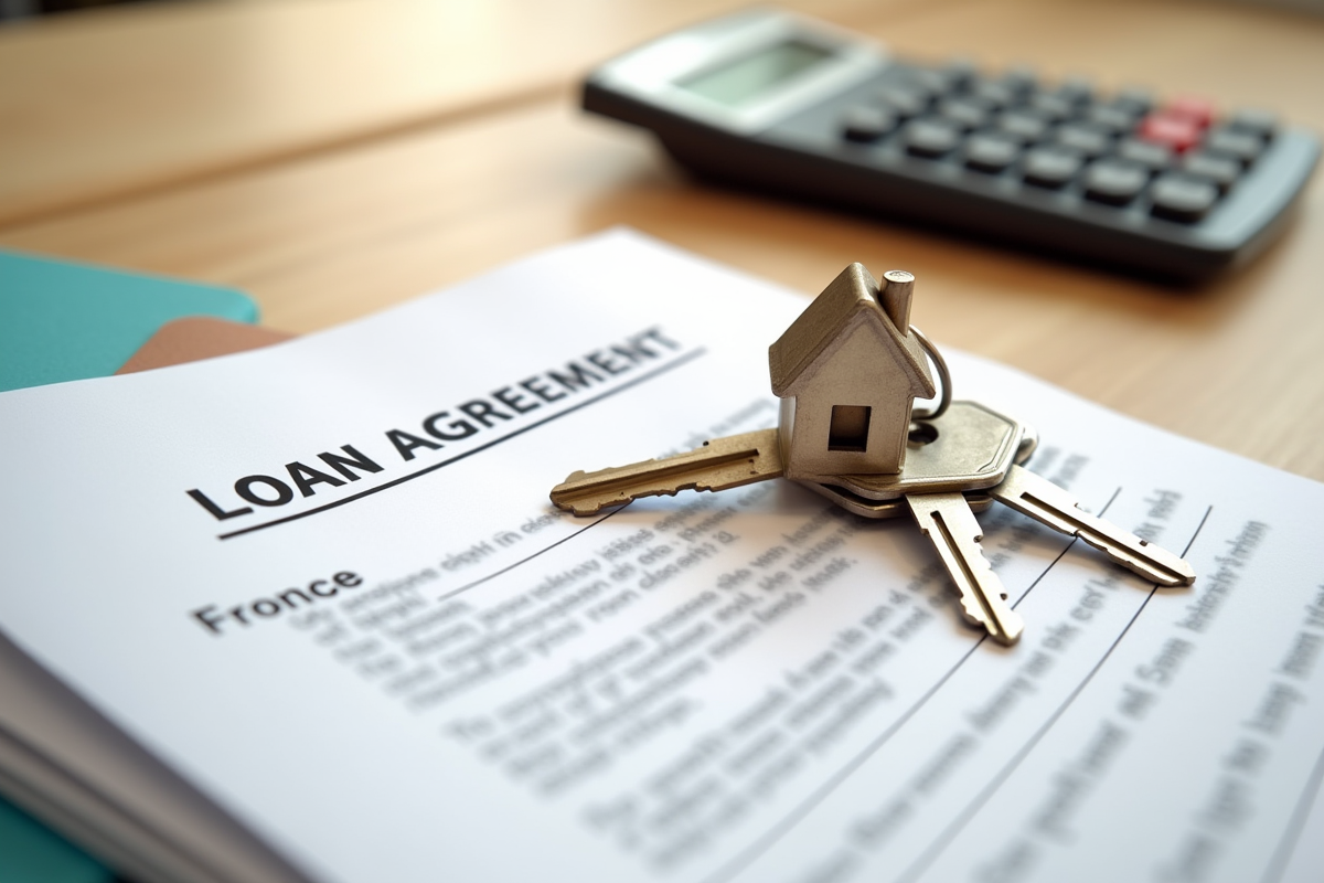 Clés de maison sur contrat de prêt et calculatrice