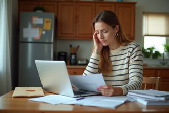 Femme organisée vérifiant sa liste sur son ordinateur portable