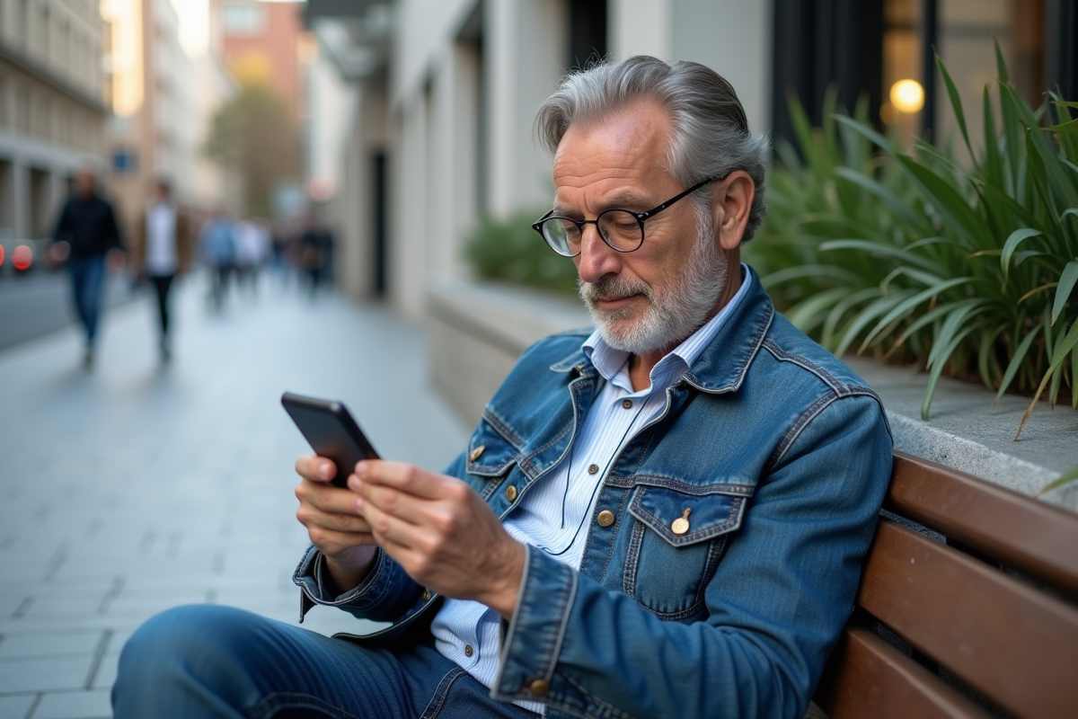 Homme regardant une application d