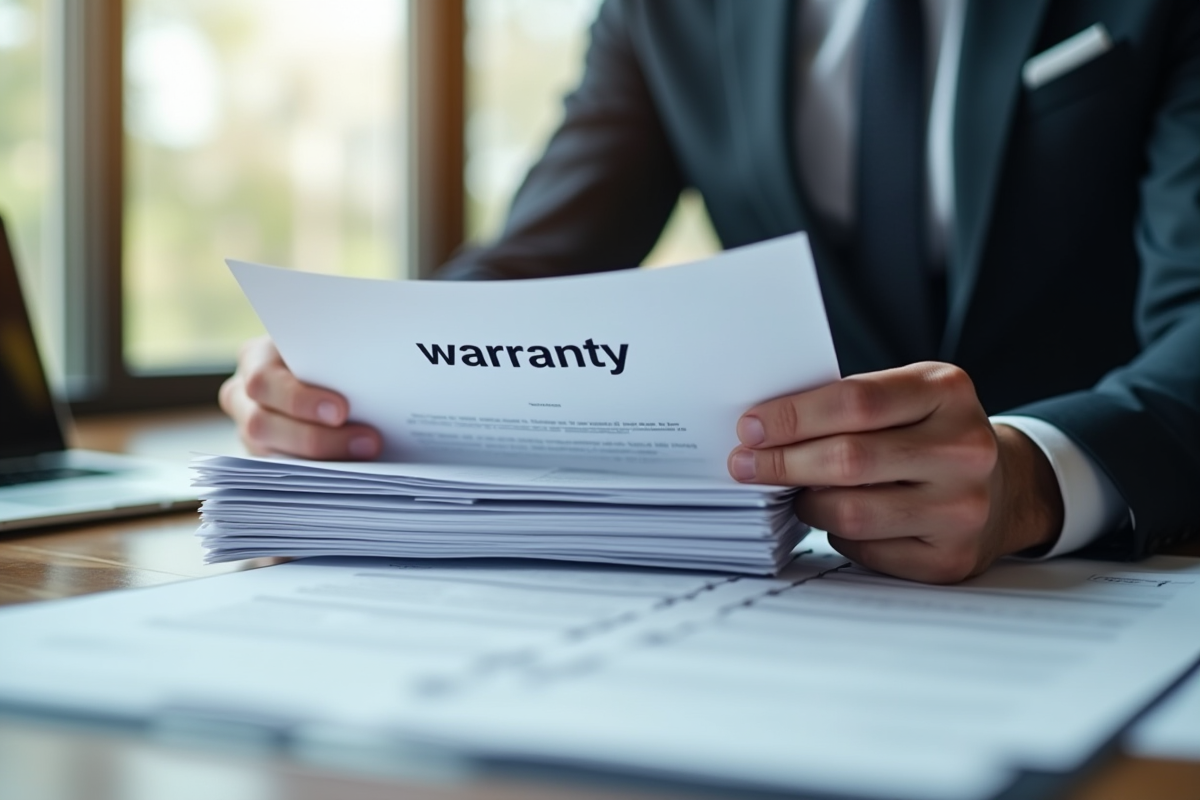 Professionnel examinant des documents de garantie modernes