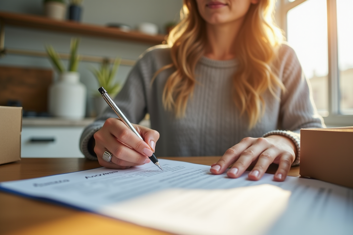 Personne remplissant un formulaire de changement d'adresse à la maison