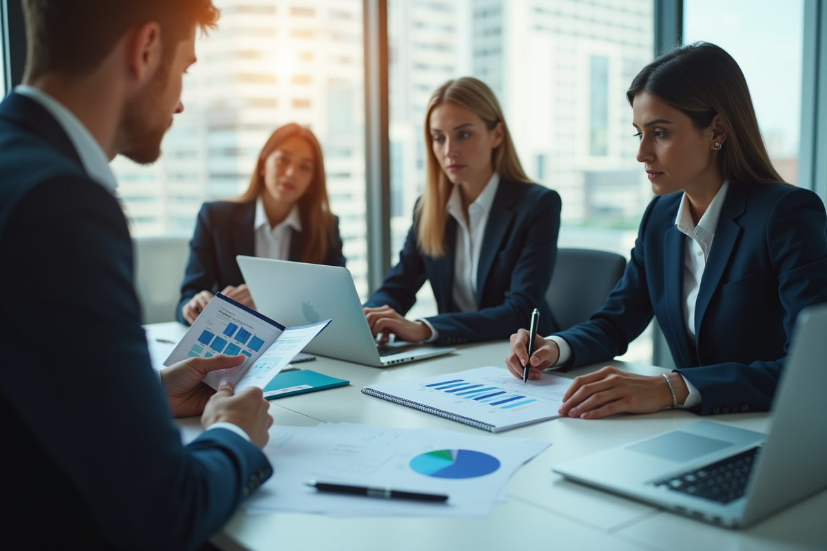 Professionnels analysant des données immobilières en réunion
