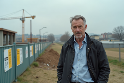 Urbaniste homme près d'un chantier en ville