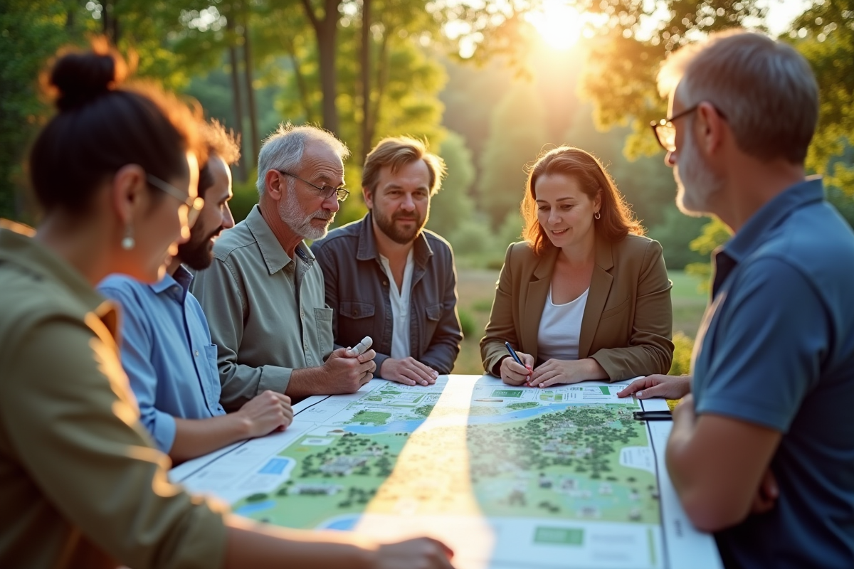 Urbanistes et habitants discutant autour d